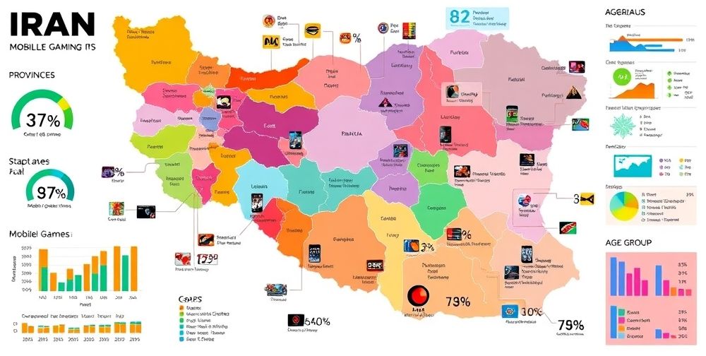 مقایسه روندهای مصرف بازی موبایلی میان استان‌های ایران با استفاده از اینفوگرافیک