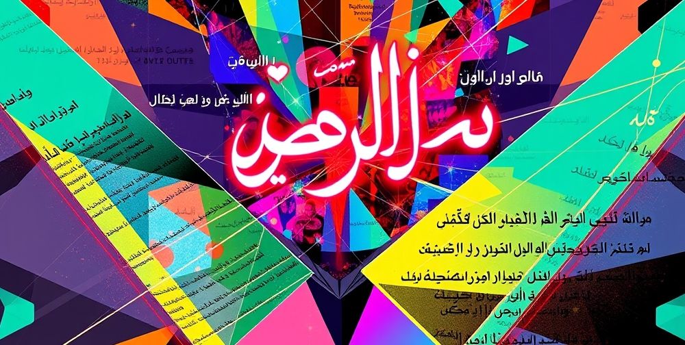 A digital collage featuring contemporary Iranian graphic posters, blending neon calligraphy, fragmented Persian poetry lines, and vivid geometric shapes, all evocative of experimental design and expressive storytelling in digital art.
